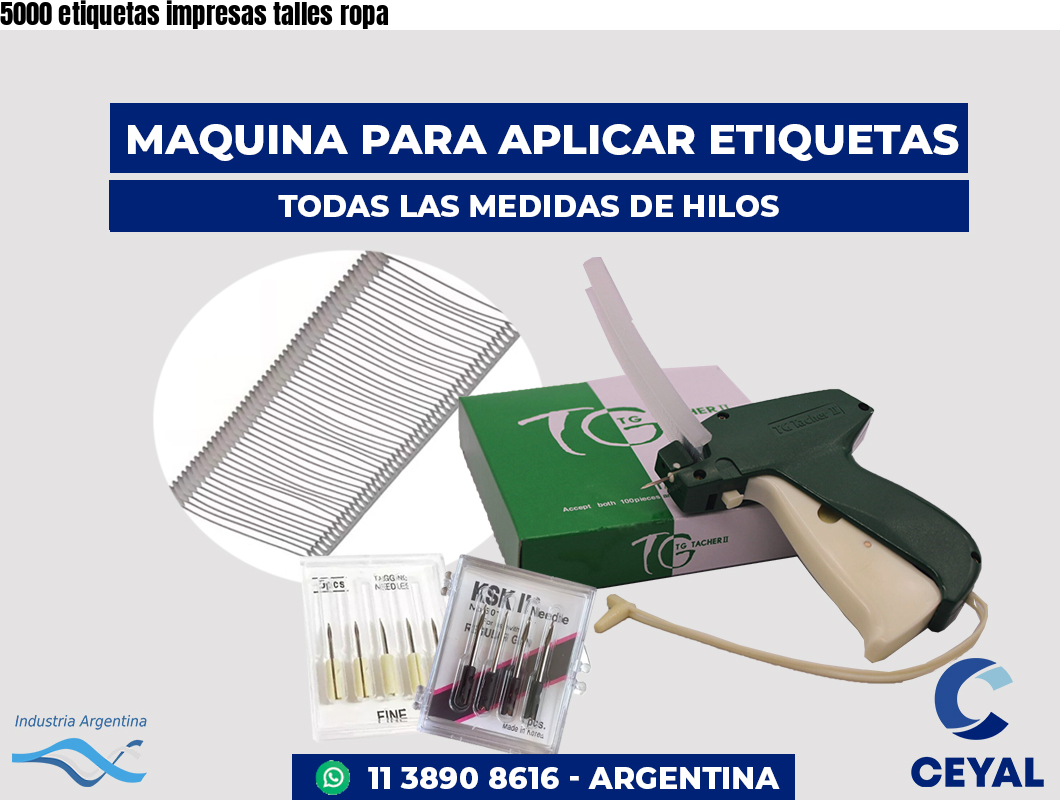 5000 etiquetas impresas talles ropa