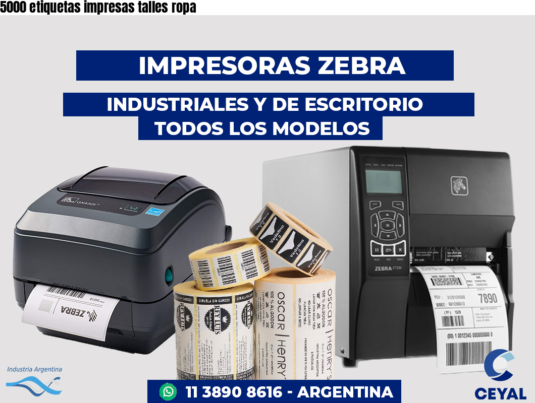 5000 etiquetas impresas talles ropa