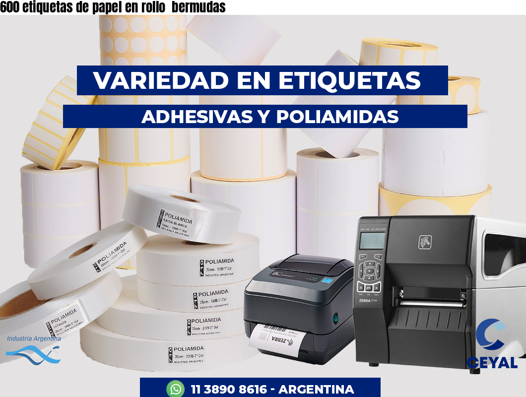 600 etiquetas de papel en rollo  bermudas