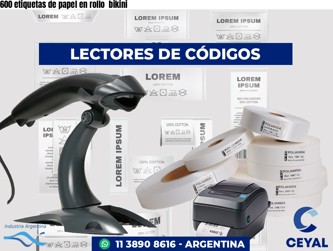 600 etiquetas de papel en rollo  bikini