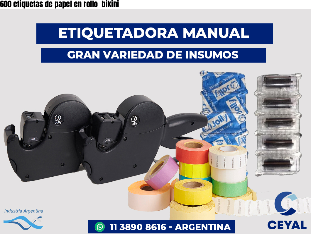 600 etiquetas de papel en rollo  bikini