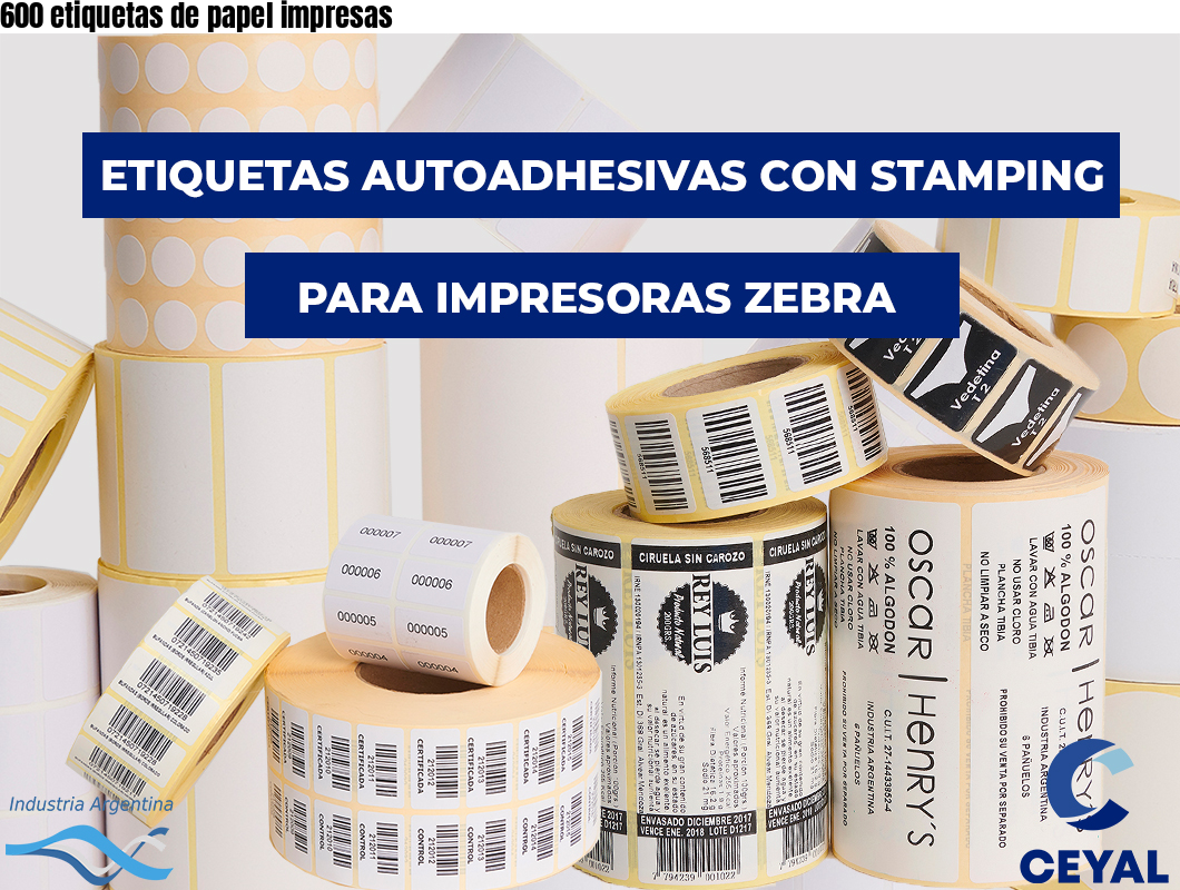 600 etiquetas de papel impresas