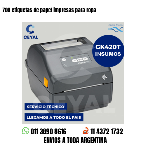 700 etiquetas de papel impresas para ropa