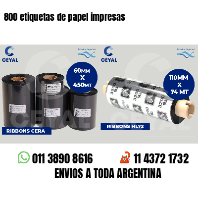 800 etiquetas de papel impresas