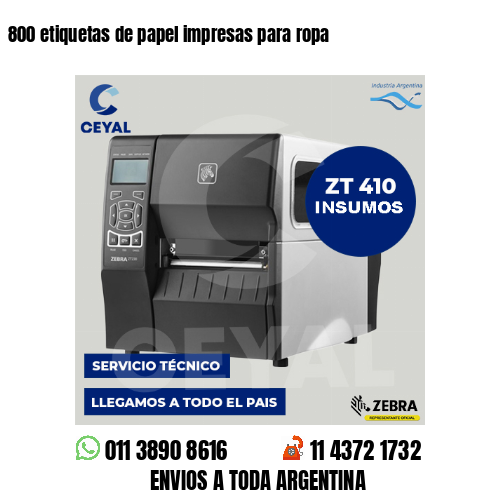 800 etiquetas de papel impresas para ropa