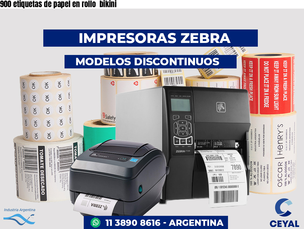 900 etiquetas de papel en rollo bikini