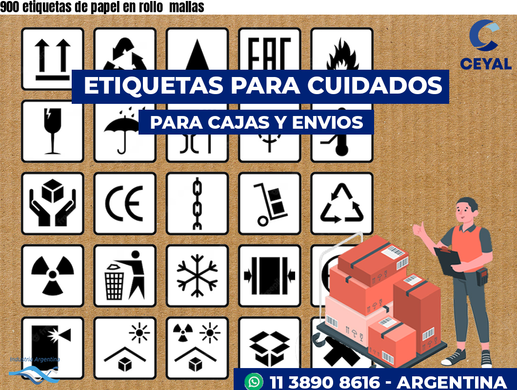 900 etiquetas de papel en rollo  mallas