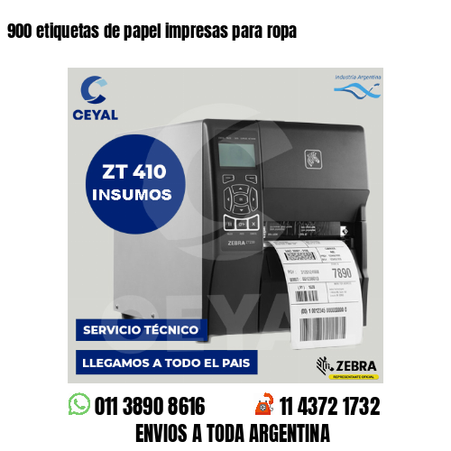 900 etiquetas de papel impresas para ropa