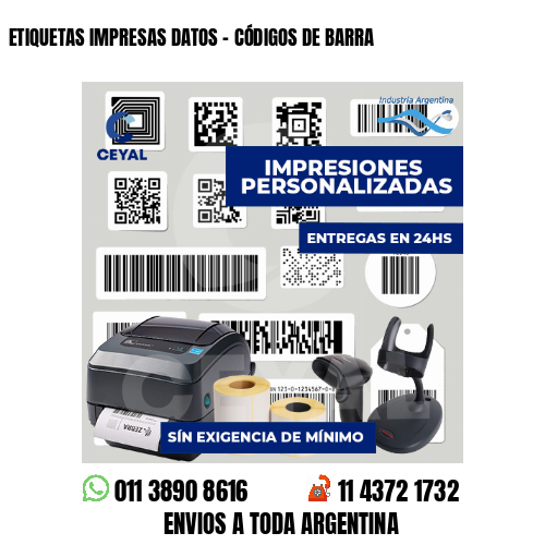 ETIQUETAS IMPRESAS DATOS - CÓDIGOS DE BARRA