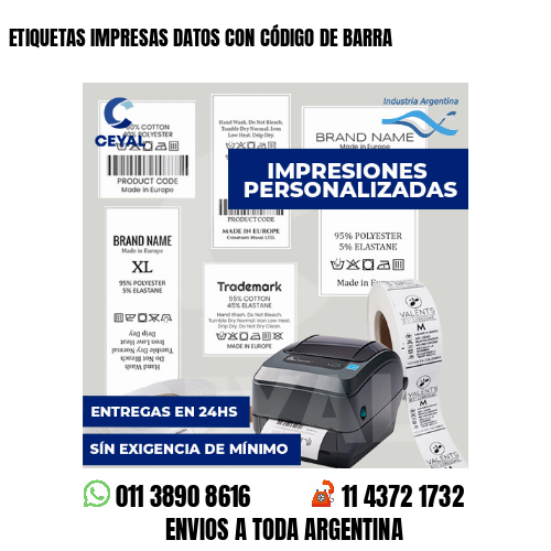ETIQUETAS IMPRESAS DATOS CON CÓDIGO DE BARRA