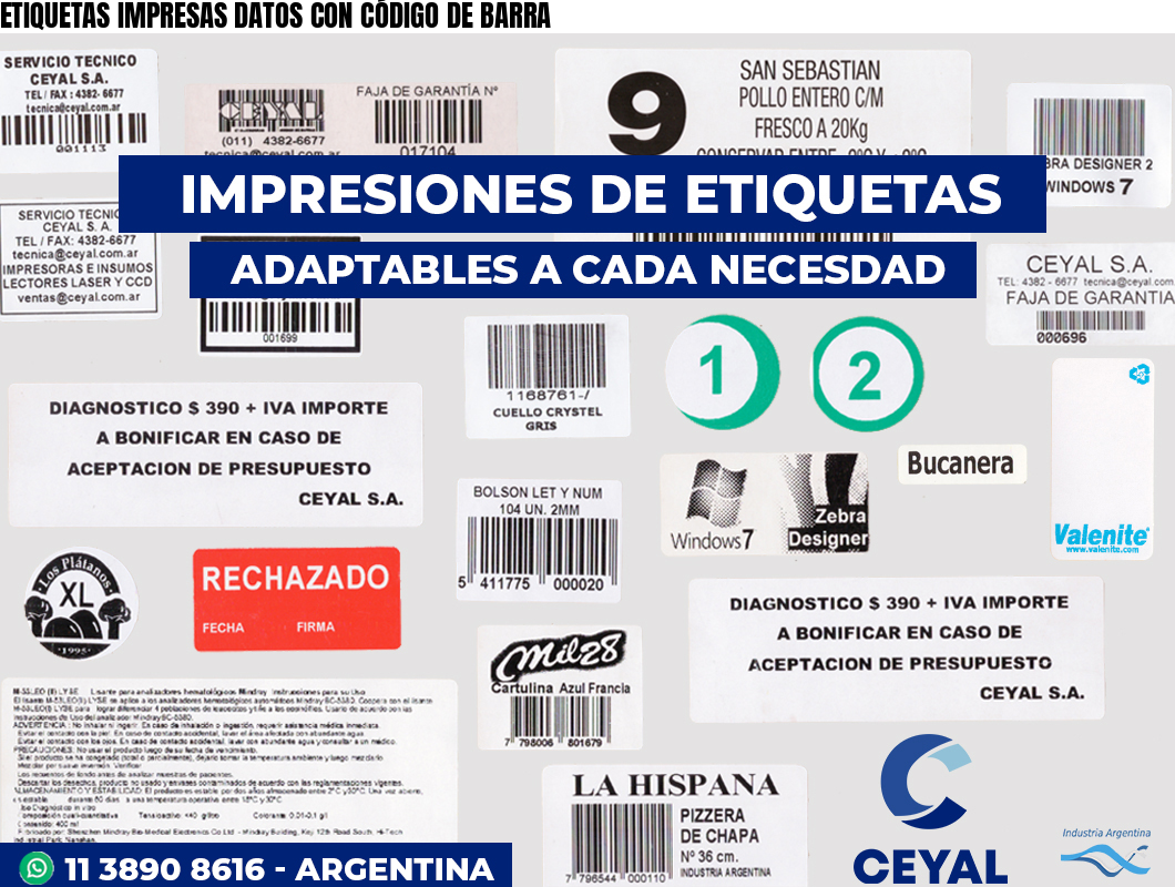 ETIQUETAS IMPRESAS DATOS CON CÓDIGO DE BARRA
