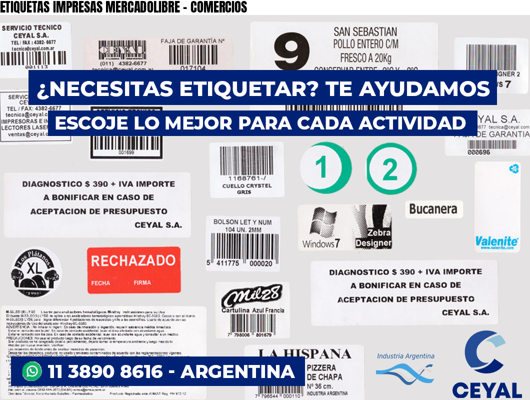 ETIQUETAS IMPRESAS MERCADOLIBRE – COMERCIOS