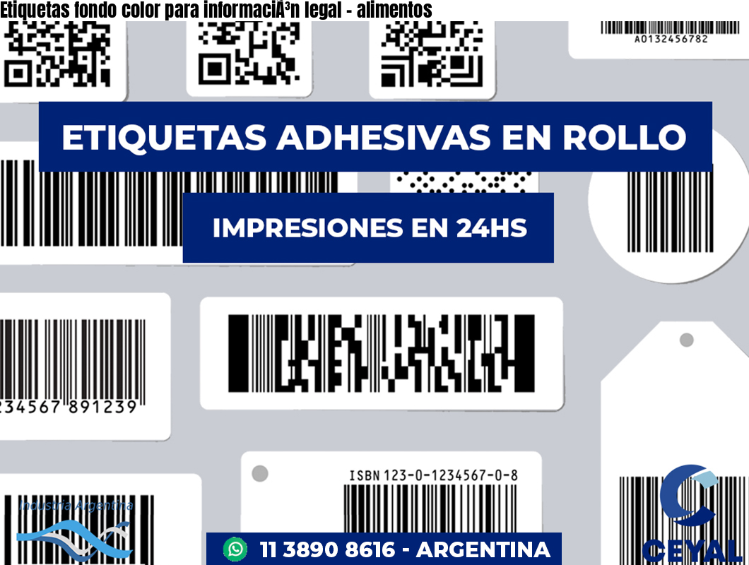Etiquetas fondo color para informaciÃ³n legal – alimentos