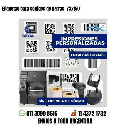 Etiquetas para codigos de barras 73x150