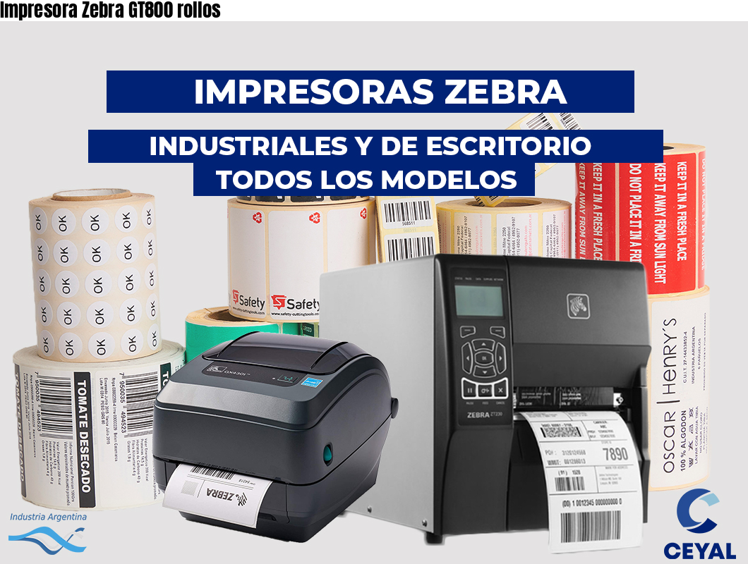 Impresora Zebra GT800 rollos