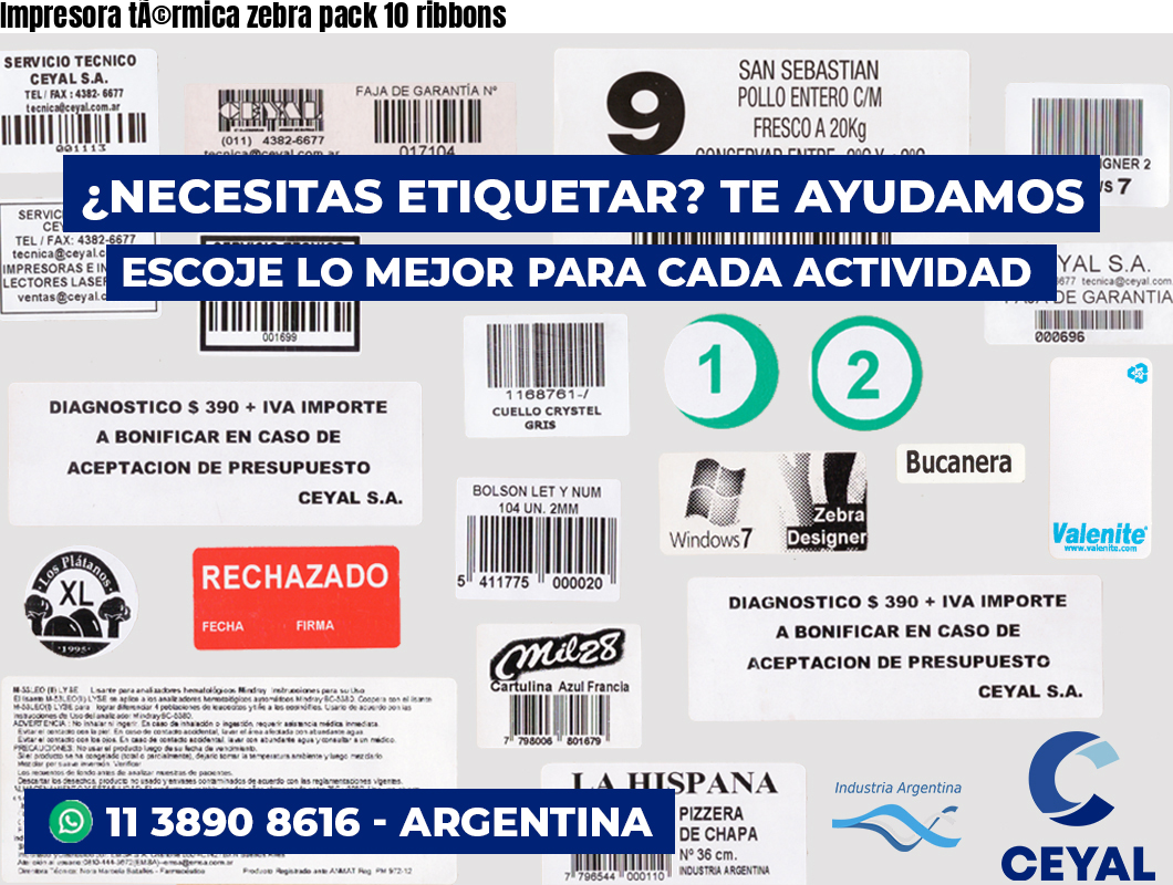 Impresora tÃ©rmica zebra pack 10 ribbons