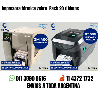 Impresora térmica zebra  Pack 20 ribbons