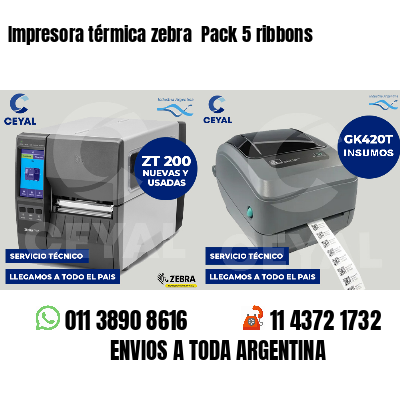 Impresora térmica zebra  Pack 5 ribbons