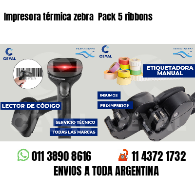 Impresora térmica zebra  Pack 5 ribbons