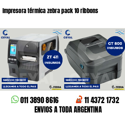 Impresora térmica zebra pack 10 ribbons