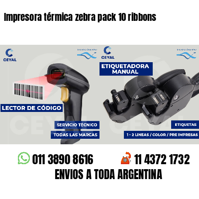 Impresora térmica zebra pack 10 ribbons