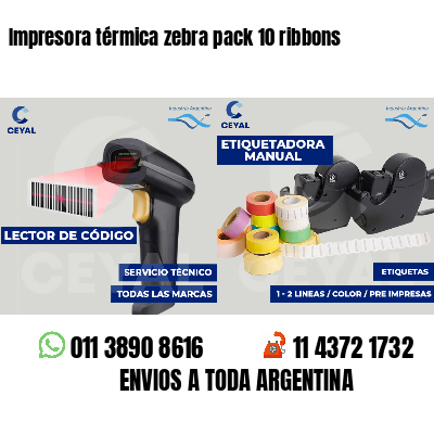 Impresora térmica zebra pack 10 ribbons