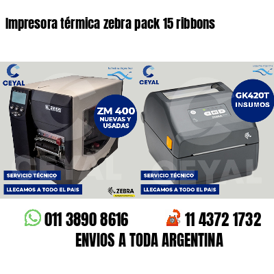 Impresora térmica zebra pack 15 ribbons