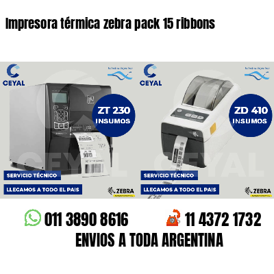 Impresora térmica zebra pack 15 ribbons