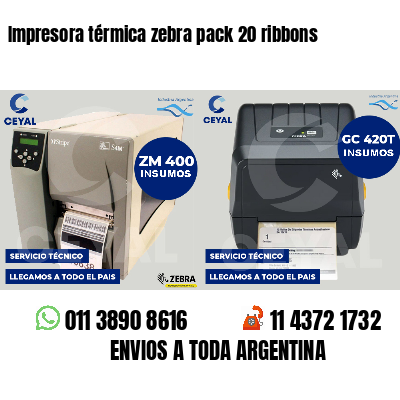 Impresora térmica zebra pack 20 ribbons