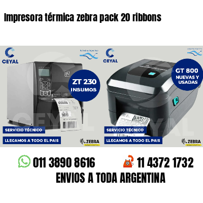 Impresora térmica zebra pack 20 ribbons