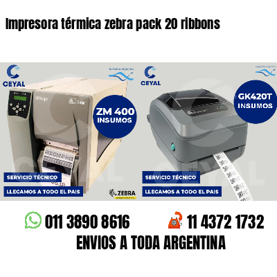 Impresora térmica zebra pack 20 ribbons