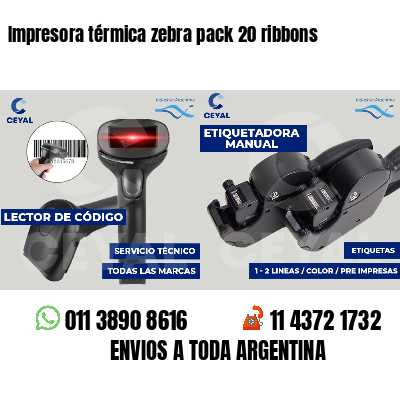 Impresora térmica zebra pack 20 ribbons