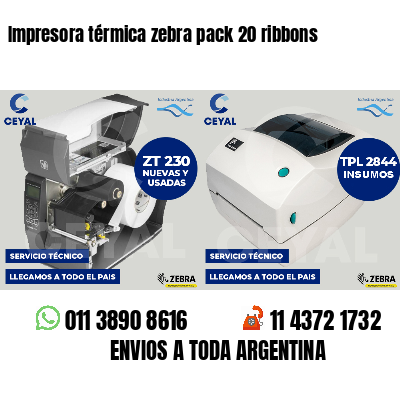 Impresora térmica zebra pack 20 ribbons
