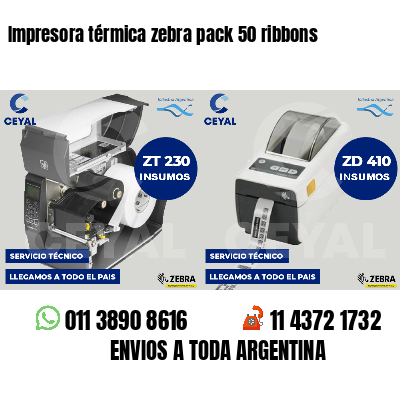 Impresora térmica zebra pack 50 ribbons