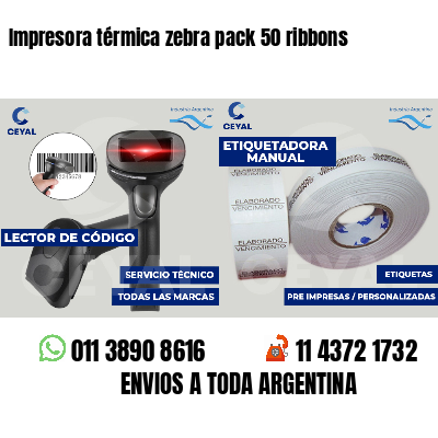Impresora térmica zebra pack 50 ribbons