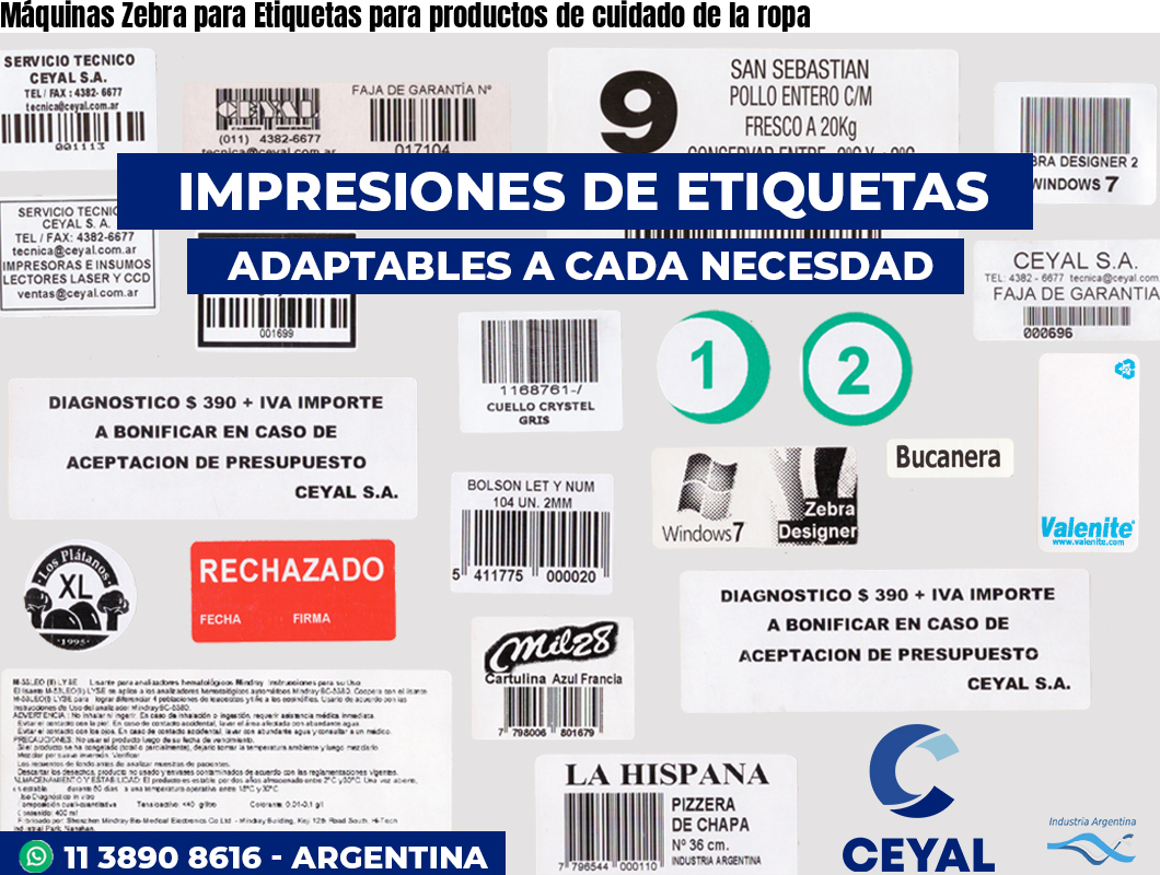 Máquinas Zebra para Etiquetas para productos de cuidado de la ropa