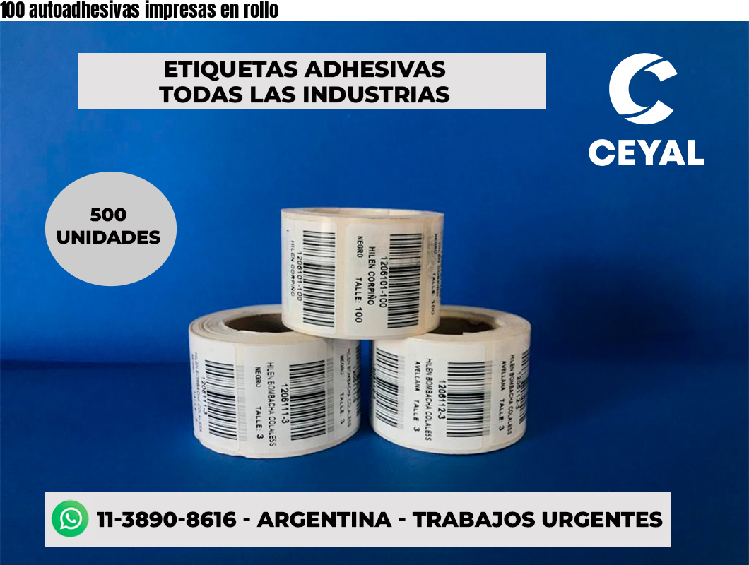100 autoadhesivas impresas en rollo