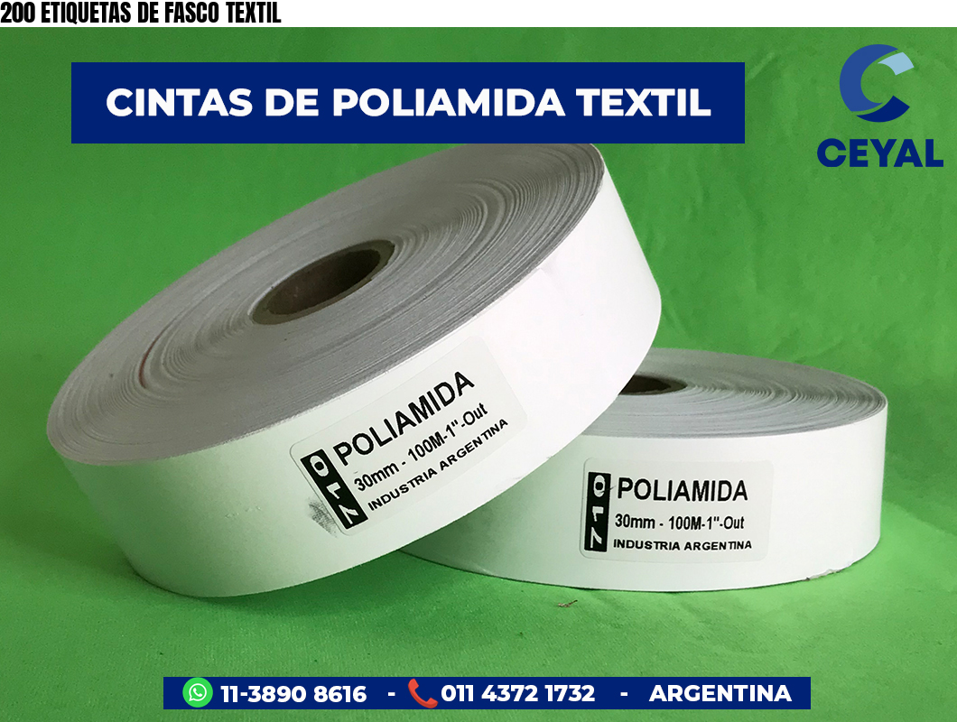200 ETIQUETAS DE FASCO TEXTIL