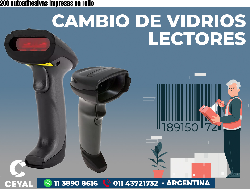 200 autoadhesivas impresas en rollo
