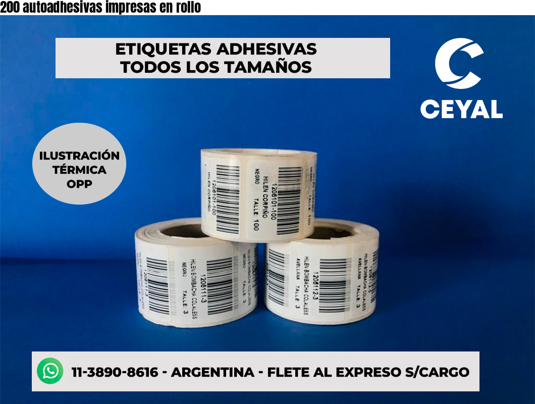 200 autoadhesivas impresas en rollo
