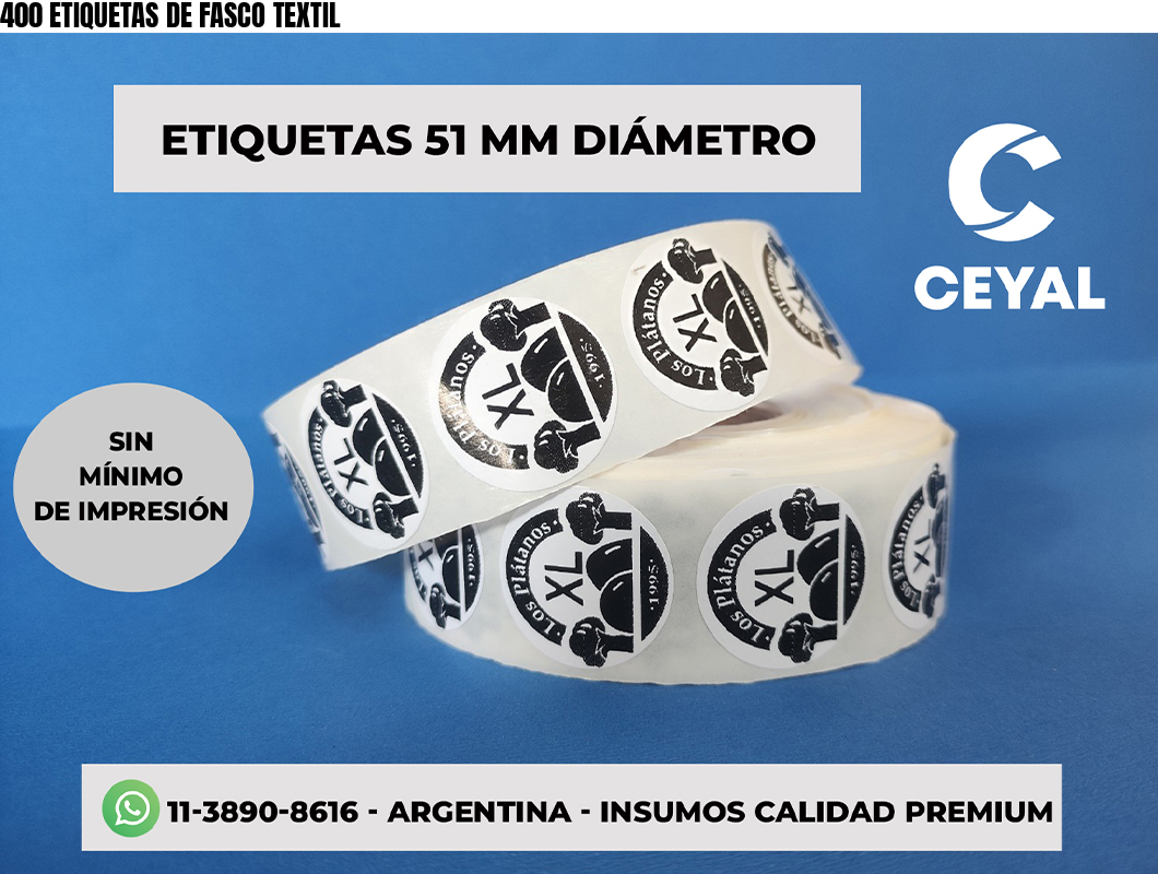 400 ETIQUETAS DE FASCO TEXTIL