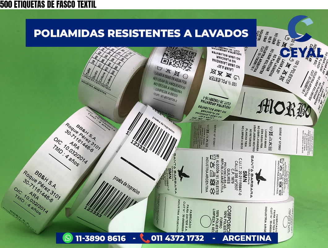 500 ETIQUETAS DE FASCO TEXTIL