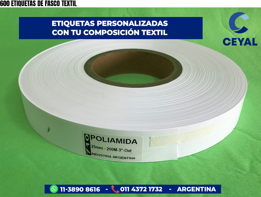600 ETIQUETAS DE FASCO TEXTIL