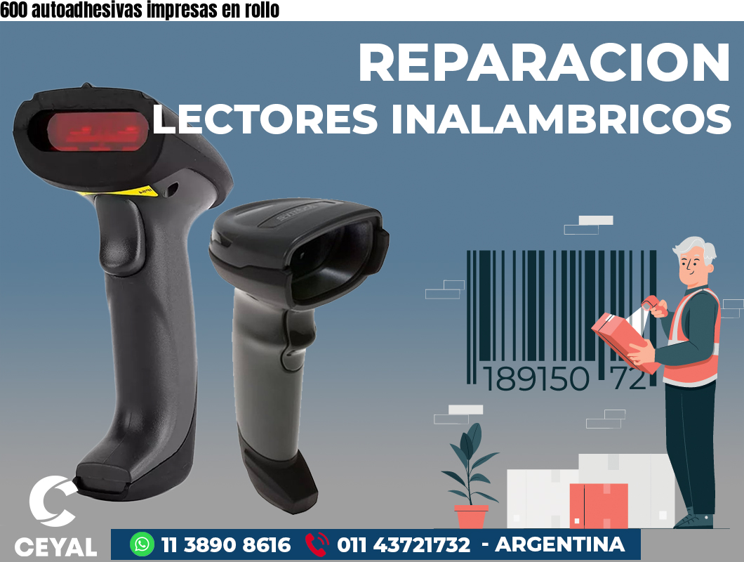 600 autoadhesivas impresas en rollo