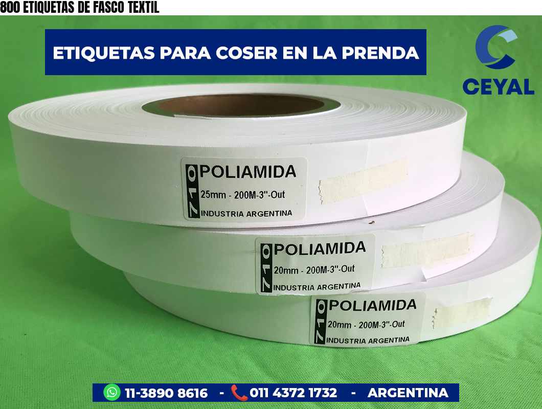 800 ETIQUETAS DE FASCO TEXTIL