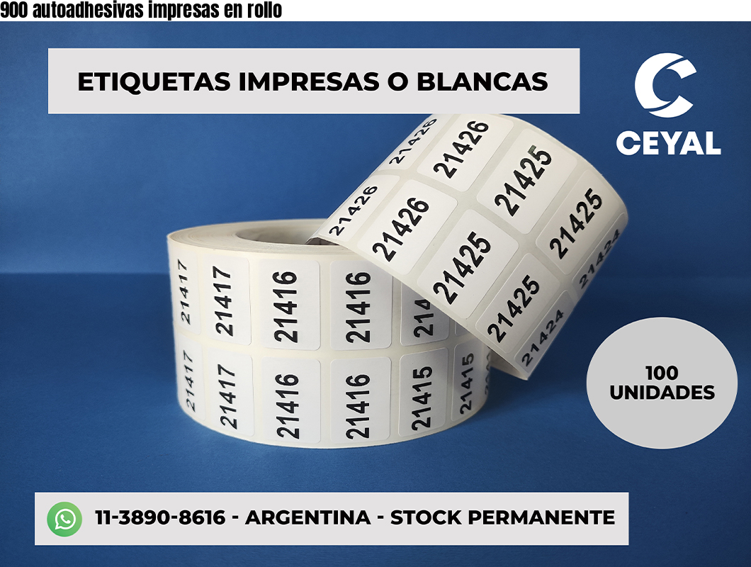 900 autoadhesivas impresas en rollo