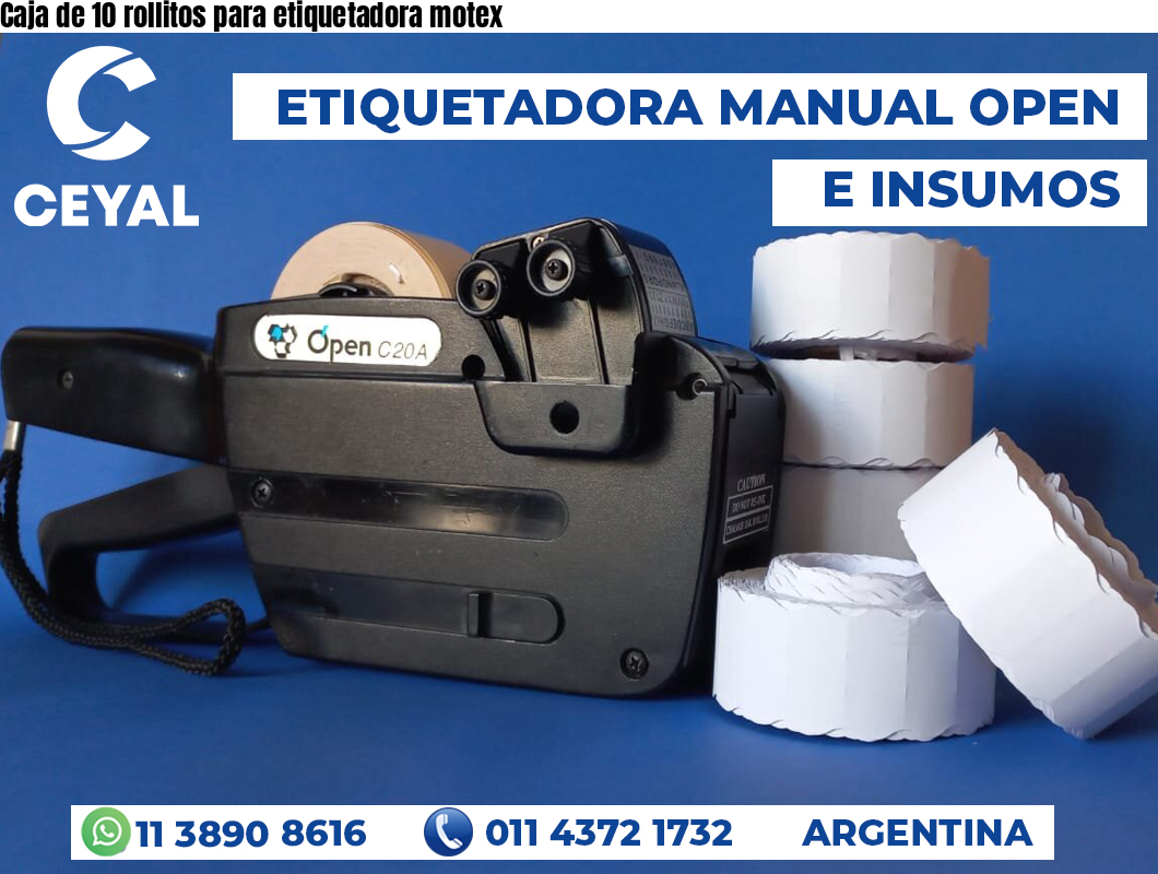 Caja de 10 rollitos para etiquetadora motex