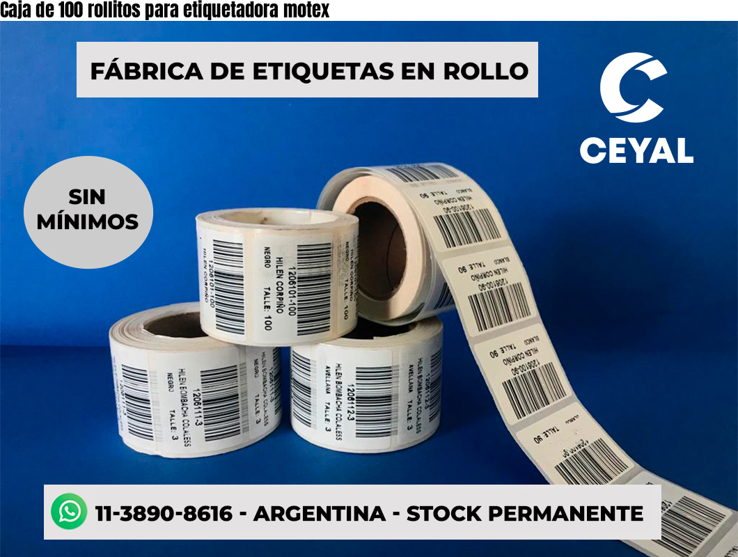 Caja de 100 rollitos para etiquetadora motex