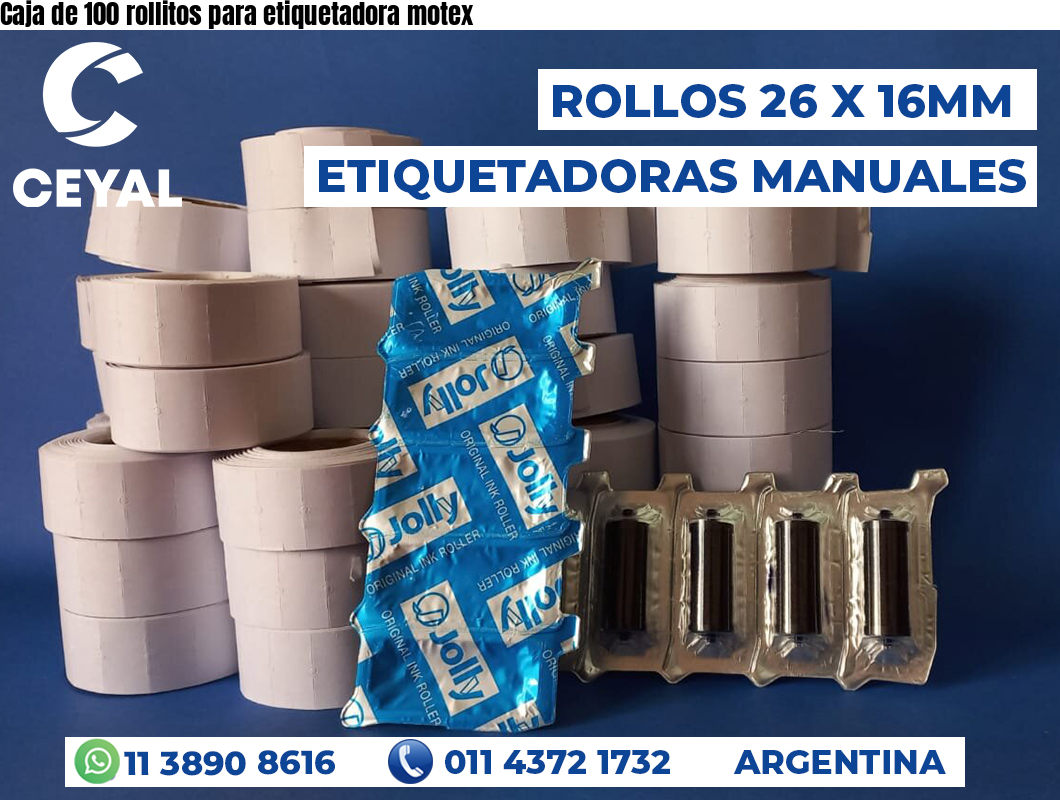 Caja de 100 rollitos para etiquetadora motex
