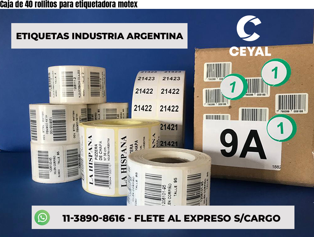 Caja de 40 rollitos para etiquetadora motex
